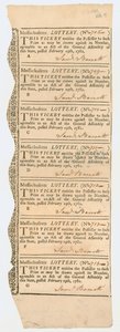 Sheet of Lottery Tickets, Massachusetts Lottery, 1781 av American School