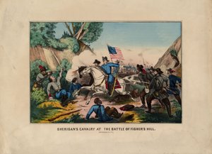 Sheridans kavaleri i slaget ved Fishers Hill (Shenandoah Valley), pub. av Currier & Ives, ca. 1864