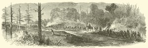 Shermans hær ødelegger Macon Railroad mellom Rough and Ready og Jonesborough, august 1864 av American School