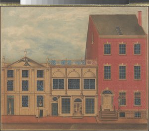 Butikk og lager til Duncan Phyfe på Fulton Street i New York City, ca. 1817-1820 (akvarell, blekk og gouache på hvitt papir) av American School