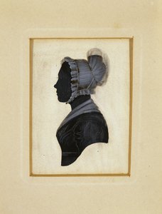 Silhouette of a Lady, ca. 1830-1840 (svart blekk med brun og hvit krittavgrensning på vevd papir) av American School