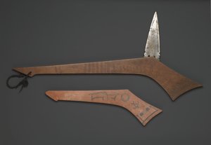 Sioux krigsklubb, fra Fort Snelling, Minnesota (tre og metall)