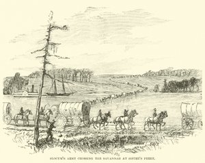 Slocums-hæren krysser Savannah ved Sisters Ferry, januar 1865 av American School