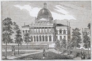 Sørlig utsikt over State House i Boston på Beacon Street, fra 
