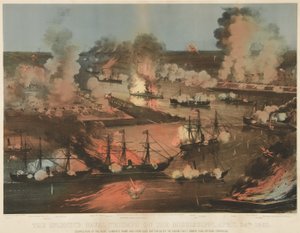 Splendid Naval Triumph of the Mississippi, pub. 1862 (farge litho) av American School