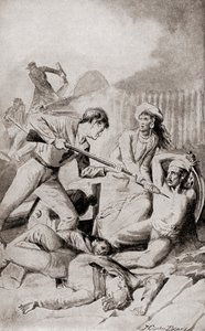 Slaget ved Quallah Battoo i 1832, fra 'The History of Our Country', utgitt 1905 (litho) av American School
