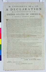 Uavhengighetserklæringen, trykt av Hugh Gaine, 1776 (trykt blekk på papir) av American School