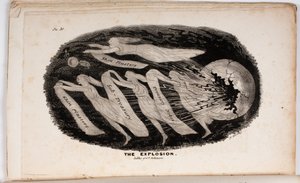 Eksplosjonen, illustrasjon fra The Vision of Judgement, eller A Present for the Whigs of 76 and 37 av Junius Jr., 1938 av American School