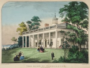 The Home of Washington, Mount Vernon, Va., pub. c1857 fargelitografi. av American School
