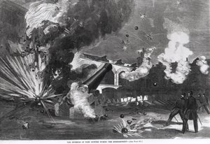 Det indre av Fort Sumter under bombardementet, 12. april 1861, fra 