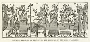 Kongen drikker eller spåner i nærvær av gudene i Assyria av American School