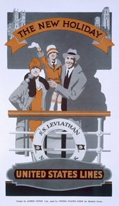 The New Holiday, annonse for United States Lines, SS Leviathan, 1920-tallet av American School