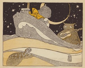 Uglen og Pussycat (farge litho) av American School