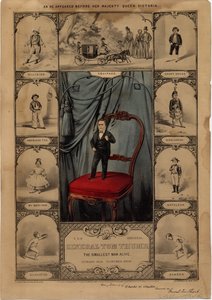 Den originale General Tom Thumb: den minste mannen i live, pub. av Currier & Ives, 1860 av American School