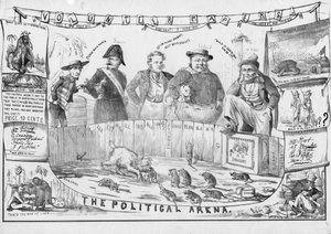 Den politiske arena, muligens publisert i Cincinnati, ca. 1861 av American School
