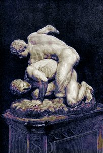 Wrestlers, illustrasjon fra History of Greece av Victor Duruy, publisert 1890 (digitalt forbedret bilde) av American School