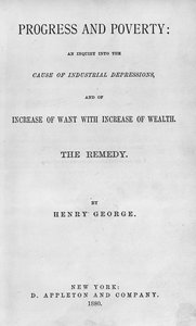 Tittelside til Progress and Poverty av Henry George, utgitt i 1880 (trykk) av American School
