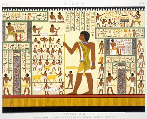 Grav 24, gravkammer nr. 2a, fra Gizeh, bind II, plate XIV fra, bind 2 Ancient Egypt av Samuel Augustus Binion, utgitt 1887 (tonet chromolitho)