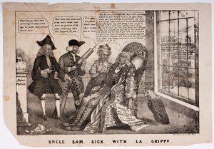 Onkel Sam Sick med La Grippe, 1837 av American School