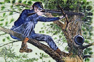 Union Army Sharpshooter som bruker teleskopsikter (fargelito) av American School