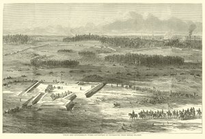 Union and Confederate arbeider sørvest for Petersburg, fra signalstasjonen, mars 1865 av American School