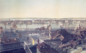 Utsikt over Manhattan fra Brooklyn, 1837 av American School