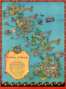 Vintage turistkart over Hawaii av American School