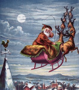 Visit of St. Nicholas, illustrasjon fra tante Louisas store bildeserie, New York 1871 av American School