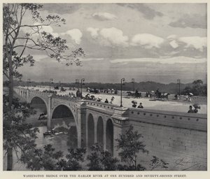 Washington Bridge over Harlem River ved One Hundred and Seventy-Second Street (litho) av American School