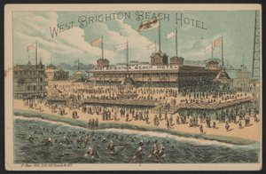 West Brighton Beach Hotel, USA (farget gravering) av American School