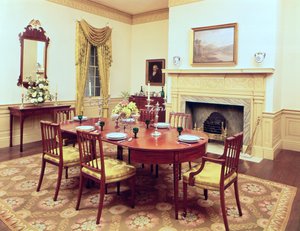 White Hall Dining-Room, nær Charleston South Carolina, 1818 av American School