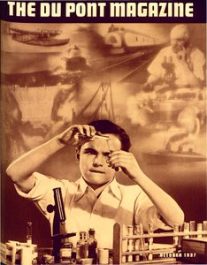 Ung gutt med kjemisett, forside av DuPont Magazine, oktober 1937 av American School