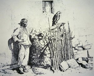 Zuni-stammemann med et ørnebur av American School