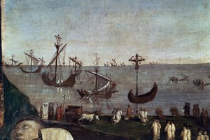 Båter, detalj fra Transport of Holy Face av Amico Aspertini
