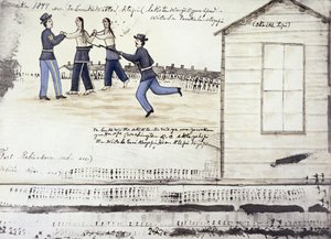 Crazy Horses død (ca. 1842-77) i 1877, Fort Robinson, Nebraska (blekk på papir)