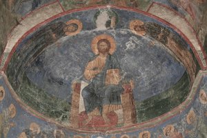 Kristus tronet verdens frelser, 1100-tallet av Ancient Russian frescos