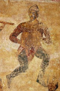 Musikere og akrobater detaljer av Ancient Russian frescos