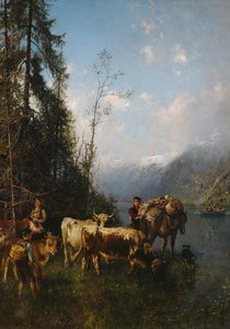 Fjordlandskap med kyr