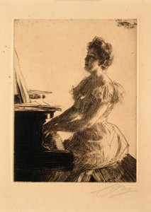 Ved pianoet (frøken Anna Burnett) av Anders Leonard Zorn
