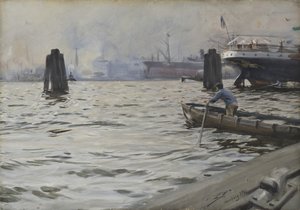 Hamburg havn, 1891 (wc på papir) av Anders Leonard Zorn