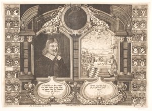 Johan Brockenhuus og scene med evangelisten Matteus. Til begravelsesprekenen av Anders Ottesen