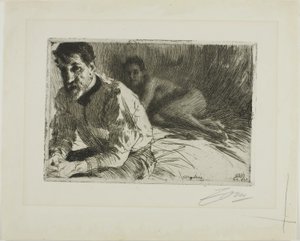 Augustus Saint-Gaudens II (Saint-Gaudens og hans modell) av Anders Leonard Zorn