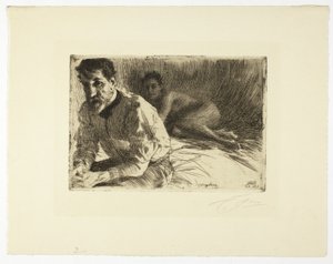 Augustus Saint Gaudens II (Saint Gaudens og hans modell) av Anders Leonard Zorn