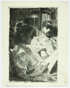 Reading (Mr. og Mrs. Ch. Deering) av Anders Leonard Zorn