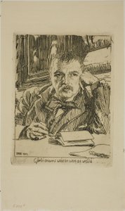 Selvportrett med inskripsjon av Anders Leonard Zorn