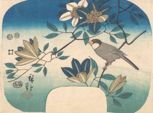 Klematis og fugl, 1852., 1852. av Ando Hiroshige