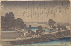 Kveldsregn i Azuma Wood, ca. 1838., ca. 1838. av Ando Hiroshige