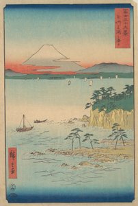 Fuji fra Miura, Sagami Soshu Miura no Kaijo, fra serien Thirty-six Views of Mount ..., 1858. av Ando Hiroshige