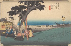 Fukuroi, på tehuset? 1834. , mygg. 1834. av Ando Hiroshige