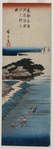 Samler skjell ved lavvann ved Susaki, fra serien 100 Views of Famous Places in Edo, midten av 1830-tallet av Ando Hiroshige